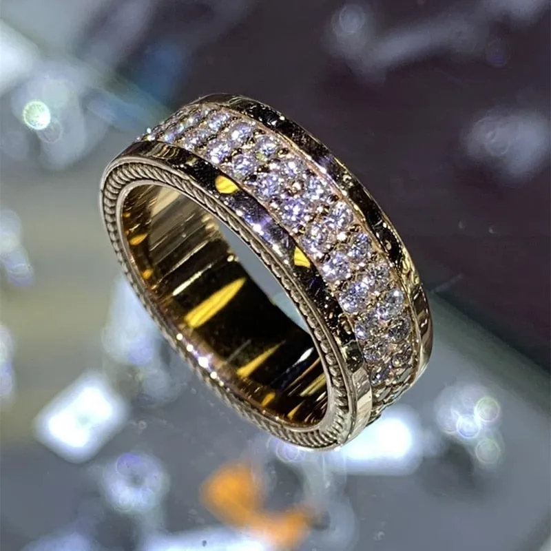 Wedding Jewelry Luxury Dazzling Micro Pave Design Cubic Zircon Band Ring