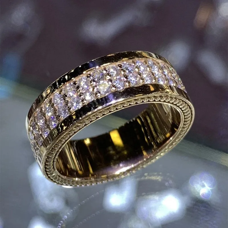 Wedding Jewelry Luxury Dazzling Micro Pave Design Cubic Zircon Band Ring