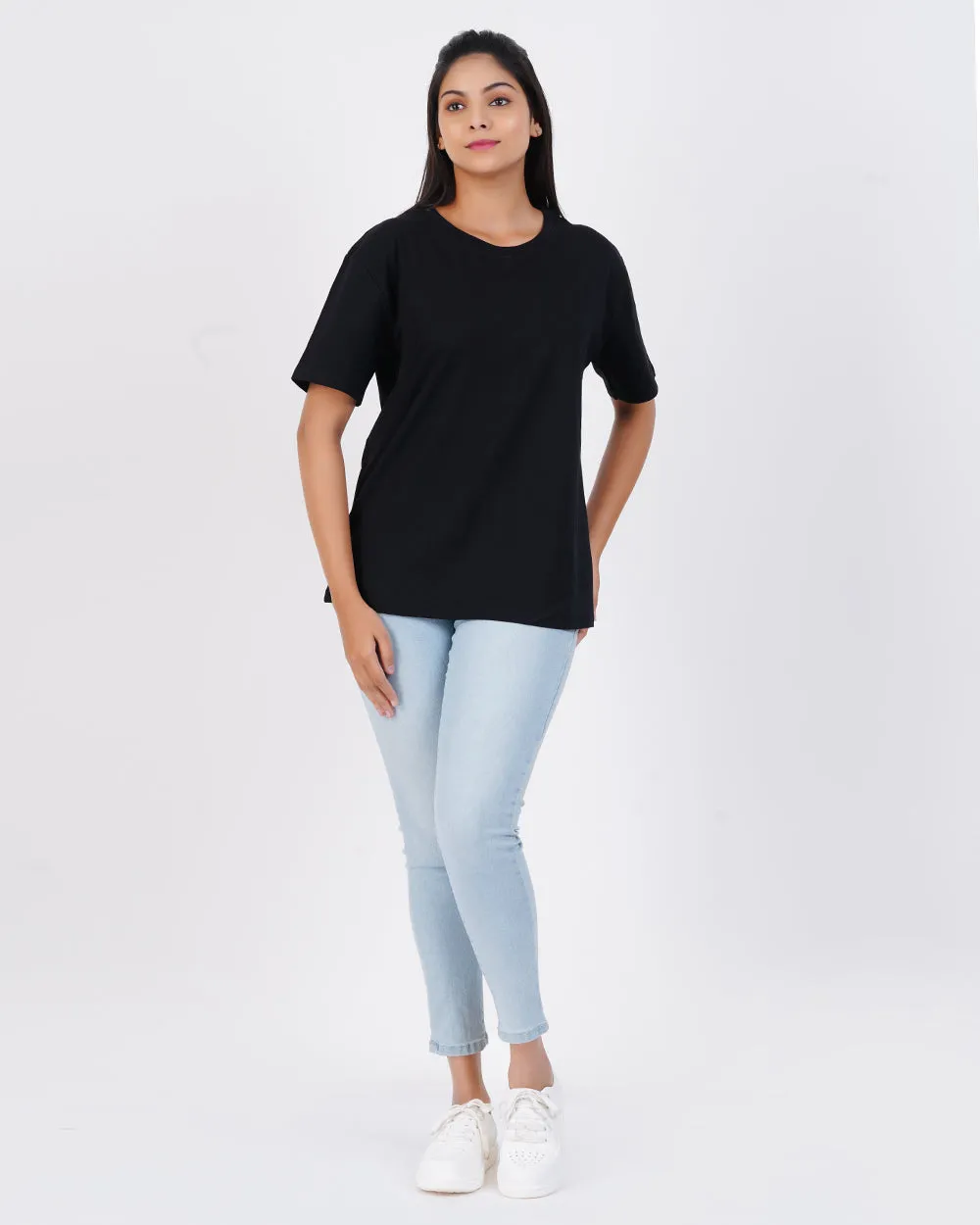 Women Black Oversized Tees