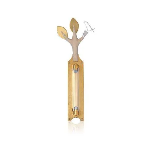 Wood and Brass Mezuzah with Tree Design from Shraga Landesman